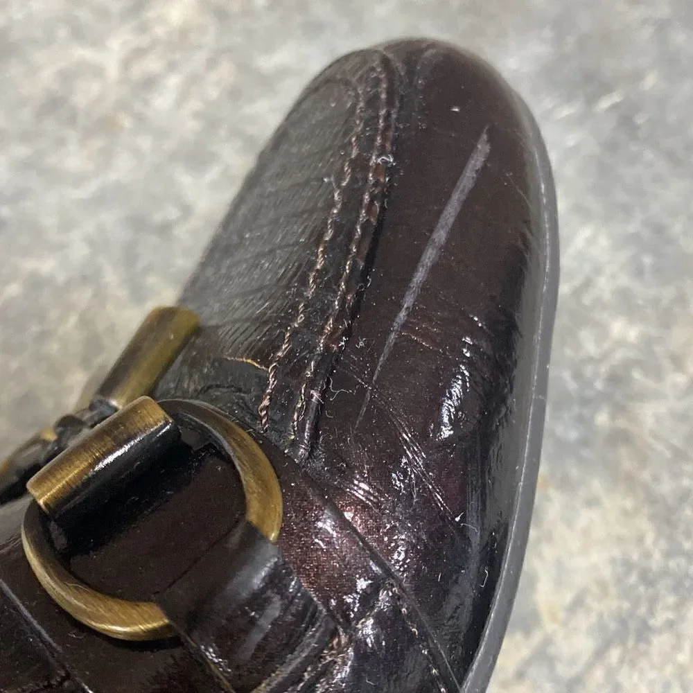 LifeStride Embers Brown Patent Croco Slip-on Loafers Size 9